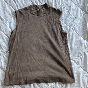 Mock Neck Cotton Tank Top Blouse